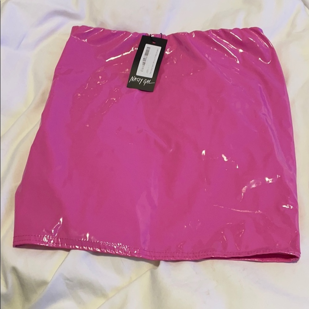 NWT Nasty gal pink patent leather skirt
